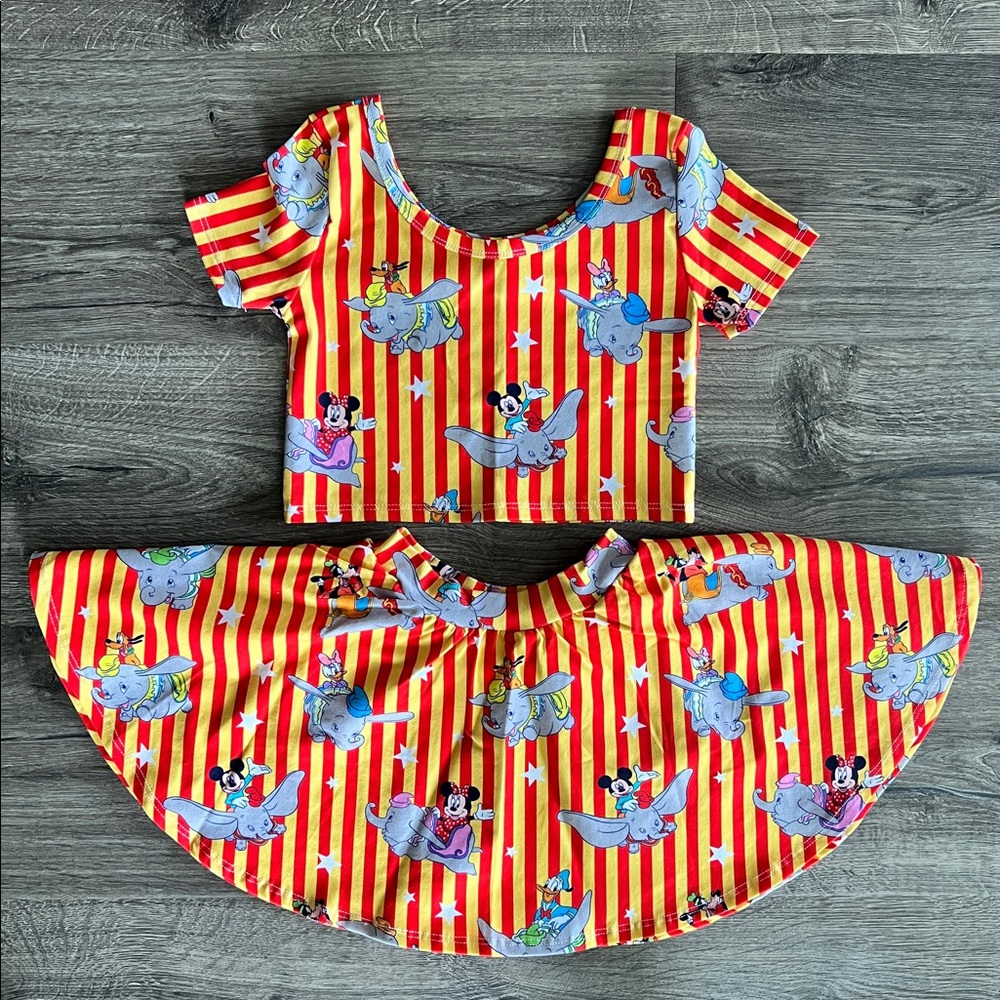 NEW Wild Rich Kids Disney Dumbo Stripe 2 Piece top and skirt - Size 7/8
